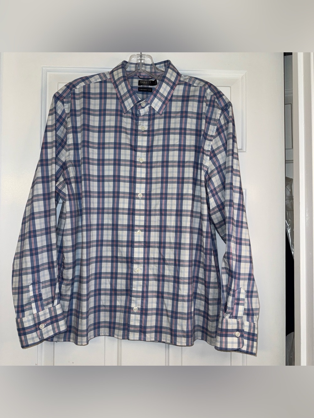 Faherty Reserve the Movement Button down Shirt Mens Large Pink Blue Plaid Preppy